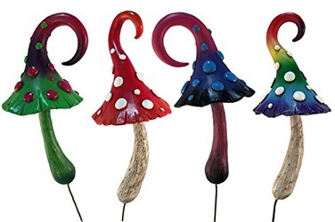 GlitZGlam Magical Miniature Mushroom Collection - 4 Fairy Garden Beautiful Miniature Mushrooms Included. A Gnome- Fairy Garden Accessory