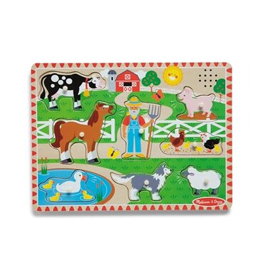 Melissa &amp; Doug Old MacDonald's Farm Sound Puzzle With Light-Activated Sound Effects Farm Animal Toys, Puzzles For Toddlers And Kids Ages 2+