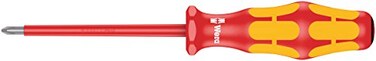 Wera 05006160001 Kraftform Plus VDE 165i Pozidriv Insulated Screwdriver, PZ 0 Head, 3-1/8" Blade Length