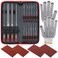 Hi-Spec 16 Piece Metal Hand &amp; Needle Files Tool Set Kit. Large &amp; Small Mini T12 Carbon Steel Flat, Half, Round, Triangle Files. Complete in a Zipper Carry Case