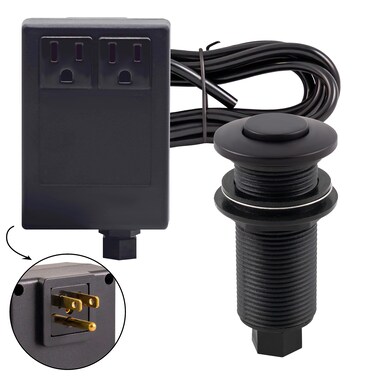 Westbrass RASB-2B3-62 Sink Top Waste Disposal Air Switch and Dual Outlet Control Box, Flush Button, Matte Black