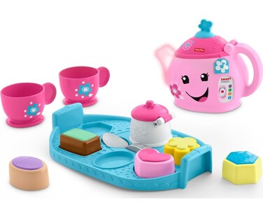 Fisher-Price Toddler Toy Laugh &amp; Learn Sweet Manners Tea Set with Smart Stages Learning Songs for Pretend Play Kids Ages 18+ Months