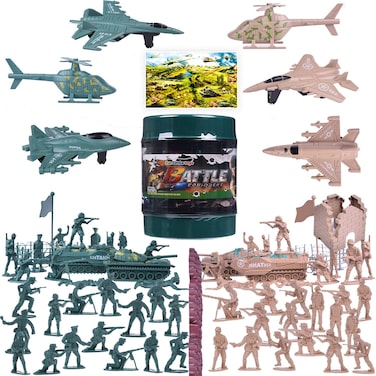 FUN LITTLE TOYS 232 PCs Army Men Action Figures Army Toys of WW 2, Toy Soldiers, Military Playset with a Map, Toy Tanks, Planes, Flags, Soldier Figures, Fences &amp; Accessories Xmas Decoration