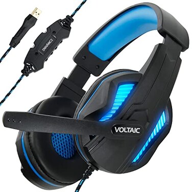 ENHANCE PC Gaming Headset for PS4 &amp; Computer with 7.1 Surround Sound - Voltaic PRO Esports Computer Headphones with Microphone, LED Light, in-Line Controls - Great for PUBG, Fortnite &amp; More