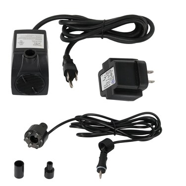 Sunnydaze 200 GPH Pump for Outdoor Fountains, Aquariums, or Bird Baths - White LED Light and Transformer - 12 Volts