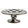 MACKENZIE-CHILDS Enamel Pedestal Platter, Round Cake Stand, Mini, Black-and-White Courtly Check