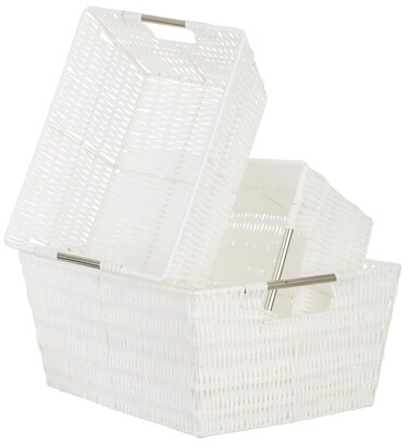 Whitmor Rattique Storage Baskets - White (3 Piece Set)