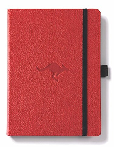 Dingbats A5 Wildlife Notebook Journal Hardcover, Cream 100gsm Ink-Proof Paper, 6.1 x 8.5 inches, 192 pages (Red Kangaroo, Squared)