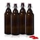 YEBODA 32 oz Amber Glass Beer Bottles for Home Brewing with Flip Caps, Case of 4