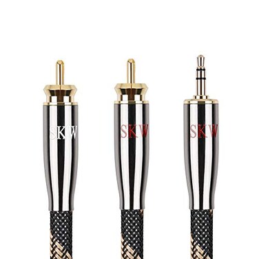 SKW Audiophile Ultra-high Purity Copper Audio Cable 3.5mm Male to 2 RCA Male Audio Auxiliary Stereo Y Splitter Adapter Cable 16.4ft/5M