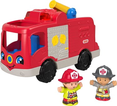 Fisher-Price Little People Toddler Toy Helping Others Fire Truck with Music Lights &amp; Figures for Preschool Pretend Play Kids Ages 1+ Years