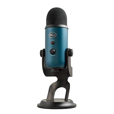 Logitech for Creators Blue Yeti USB Mic for Recording and Streaming on PC and Mac, Blue VO!CE effects, 4 Pickup Patterns, Headphone Output and Volume Control, Stand, Plug and Play &ndash; Black &amp; Teal
