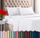 Utopia Bedding Queen Sheet Set, Soft Microfiber 4 Piece Hotel Luxury Bed Sheets for Women, Men, Kids &amp; Teens with Side Storage Deep Pocket Fitted Sheet - Embroidered Pillow Cases - Flat Sheet (White)