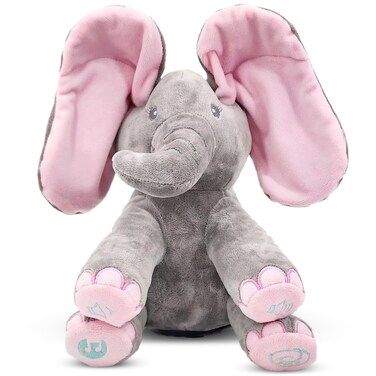 Dimple Kaia Peek A Boo Elephant Toy, Interactive Singing Stuffed Elephant Plush with Moving Ears, Musical Stuffed Animal for Babies and Toddlers, Adorable Elephant Baby Toy
