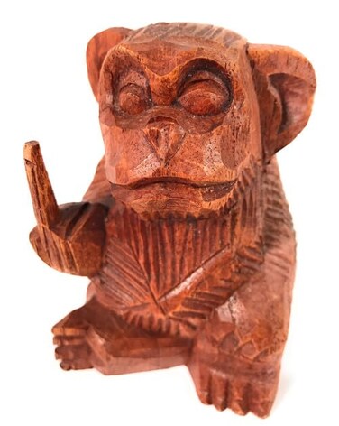 Tikimaster Rude Monkey Carved 4.5" Bad Monkey Business Flipping The Bird   #raw02