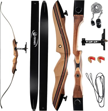 KESHES Takedown Recurve Bow and Arrow Set for Adults &amp; Teens 62" - 15-60lb Draw Weight, Right &amp; Left Handed Bows - Archery Set with Bowstring, Arrow Rest, Stringer Tool, and Bow Sight