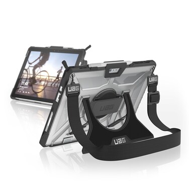 URBAN ARMOR GEAR UAG Designed for Microsoft Surface Pro 7 Plus, Pro 7, Pro 6, Pro 5th Gen (2017) (LTE), Pro 4 w/Hand Strap &amp; Shoulder Strap Plasma Feather-Light Rugged Ice Military Drop Tested Case