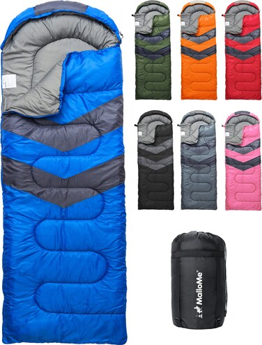 MalloMe Sleeping Bags for Adults Cold Weather &amp; Warm - Backpacking Camping Sleeping Bag for Kids 10-12, Girls, Boys - Lightweight Compact Camping Essentials Gear Accessories Hiking Sleep Must Haves