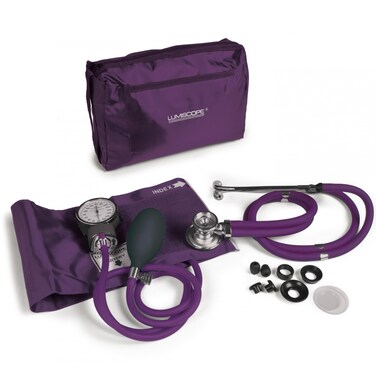 Lumiscope Professional Blood Pressure Kit - Stethoscope, Manual BP Cuff, Sphygmomanometer - Grape