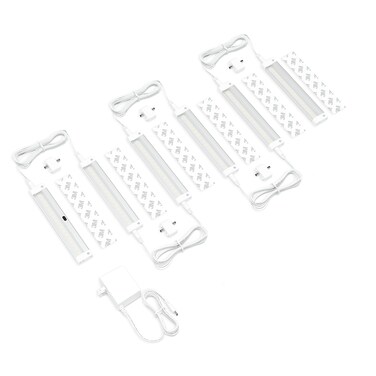 EShine Hand Wave Activated Under Cabinet LED Lighting Kit, Dimmable, 6-Pack 7 in - Touchless Dimming Control, White Under Counter Lights for Kitchen, Garage, Office, Desk - Warm White (3000K)