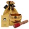 DharmaObjects Medium ~ Tibetan OM MANI Singing Bowl Set ~ With Mallet, Brocade Cushion &amp; Carry Bag ~ For Meditation, Chakra Healing, Prayer, Yoga (Yellow)