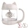 BigNoseDeer Cat Tea Cup Cute Tea Mug Glass Tea Pot with Fish Tea Infuser for Loose Leaf Tea (White 8oz)