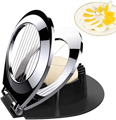 Egg Slicer, BIBURY Egg Slicer for Hard Boiled Eggs, Heavy Duty Egg Cutter for Egg Strawberry Mushroom Soft Fruit, Stainless Steel Wire with 3 Slicing Styles, Easy to Clean