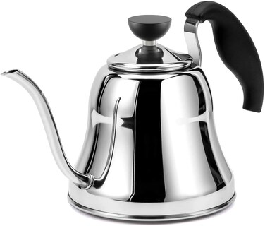 Tea Kettle for Stovetop, Barista's Choice Gooseneck Pour Over with Flow Control, Food Grade Stainless Steel Water Kettle, Tea Pot for Home &amp; Kitchen - Small 28oz, Silver