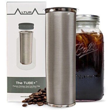 Cold Brew Coffee Maker for Wide Mouth Mason Jar - Stainless Steel Iced Coffee Cold Brew Filter &amp; Infuser Maker for Tea &amp; Fruit Water -Versatile Mason Jar Coffee Brewer &amp; Tea Strainer Kit (64oz/2qt)