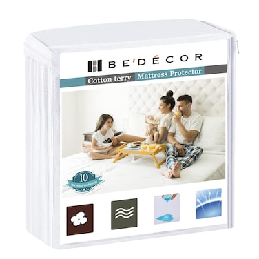 Bedecor Twin Waterproof Mattress Protector for Potty Training and Bed Wetting, Noiseless Cotton Terry Cover, Breathable Fitted Design for Kids, Fits 9-18 Inch Depth