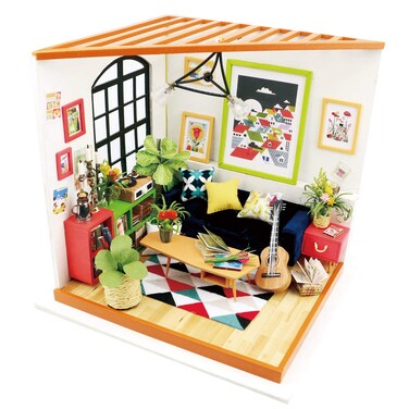 Rolife Dollhouse DIY Miniature Kits -1/24 Scale Living Room Model Gifts for Teens/Grown-ups (Locus's Sitting Room)