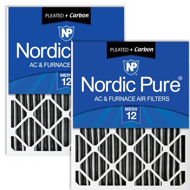 Nordic Pure 20x20x4 (19_1/2 x 19_1/2 x 3_5/8) Pleated Air Filter MERV 12 Plus Carbon 2 Pack