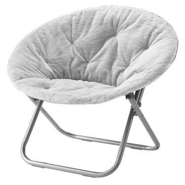 Urban Lifestyle Faux Fur Saucer Chair, 29"X32"X22", Grey