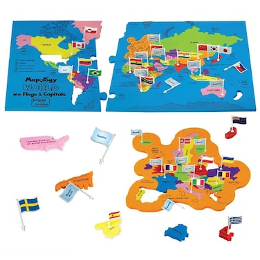 Imagimake Mapology World Map Puzzle - Includes Country Flags &amp; Capitals   Fun Jigsaw Puzzle Kids Ages 5-8   Educational Toys for Ages 8-13   Geography Gifts for Girls &amp; Boys 5, 6, 7, 8, 9, 10, 11, 12