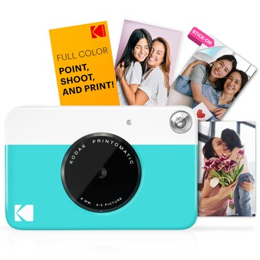 KODAK Printomatic Full-Color Instant Print Digital Camera - Colorful Photos On Zink 2x3" Sticky-Back Photo Paper - 5MP, Portable, Creative Fun Gift for Birthday, Christmas, Holiday - Blue