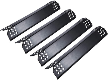 Unicook 4 Pack Porcelain Grill Heat Plate 14.56" L, Gas Grill Replacement Parts Burner Cover, Heat Shield Tents, Flavorizer Bars, Flame Tamer Guards for Gas BBQ
