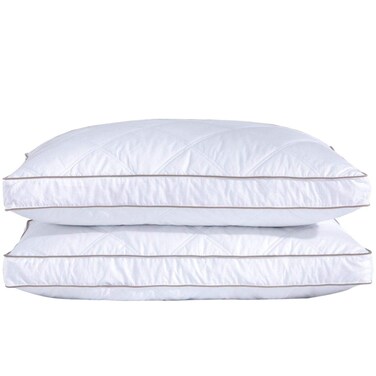 puredown&reg; Goose Feathers and Down Pillow for Sleeping Gusseted Bed Hotel Collection Pillows, Standard, Set of 2