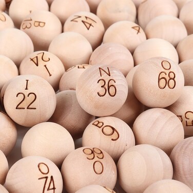 GSE Games &amp; Sports Expert 7/8-Inch Bingo Balls, Solid Wooden Replacement Bingo Game Balls for Parties, Prize Raffles