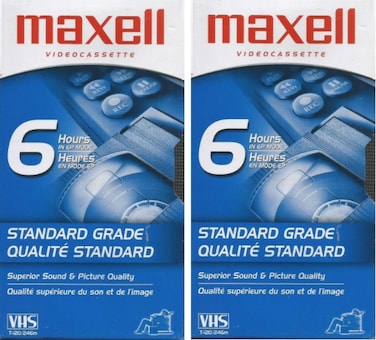 Maxwell VHS Tape 2pk, Black, 6hrs, SP/LP/EP Modes