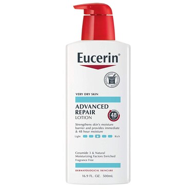 Eucerin Lotion Advanced Repair 16.9 Ounce Pump (Fragrance-Free) (500ml) (6 Pack)