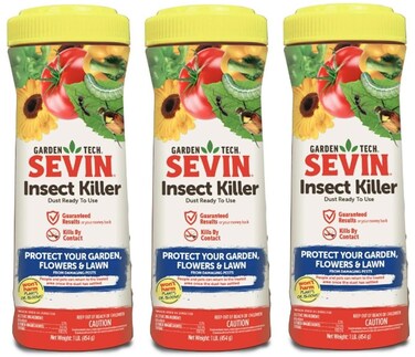 Garden Tech Sevin 5-Percent Dust Bug Killer Shaker Canister, pack of 3 - 1lb shakers For Insects