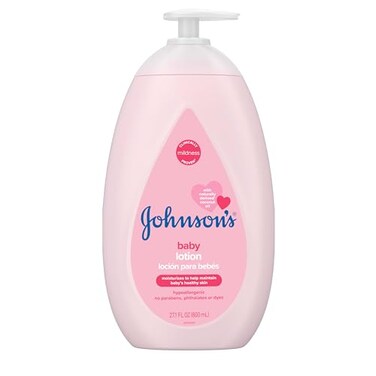 Johnson's Moisturizing Mild Pink Baby Lotion with Coconut Oil for Delicate Baby Skin, Paraben-, Phthalate- &amp; Dye-Free, Hypoallergenic &amp; Dermatologist-Tested, Baby Skin Care, 27.1 Fl. Oz