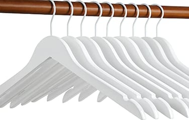 TOPIA HANGER Bride Hanger for Wedding Dress, Premium White Wooden Hangers, 360&deg; Swivel White Hook, Smooth Finish, Extra Smoothly Cut Notches, 10 Pack-CT06W