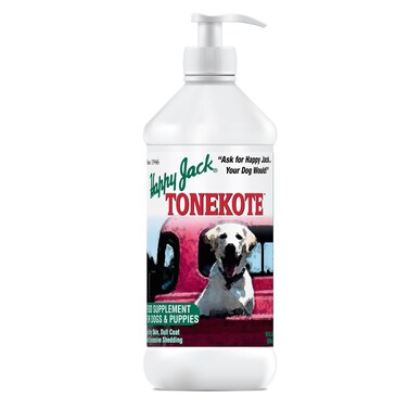 Happy Jack Tonekote Dog Skin &amp; Coat Supplement, Oil for Dogs with Essential Fatty Acids &amp; Vitamins for Itch Relief, Hot Spots, Dull Coat, Dry Skin, Excessive Shedding, 16 oz