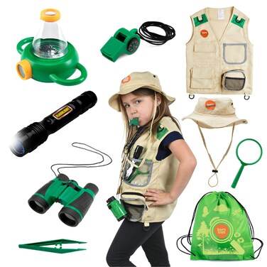Born Toys Kids Camping Gear w/Outdoor Explorer Kit for Kids Ages 3-7 Includes Safari Outfit, Kids Flashlight, Kids Binoculars, Bug Collection Kit for Kids Toddler Costumes for Boys w/Bug Viewer