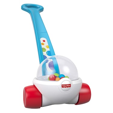Fisher-Price Corn Popper Baby Toy, Toddler Push Toy with Ball-Popping Action for 1 Year Old and Up, 2-Piece Assembly, Blue​