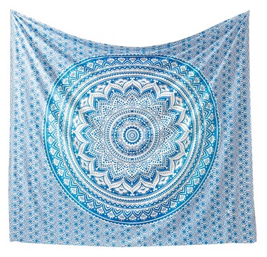 Popular Handicrafts Tapestry Wall Hanging Hippie Mandala Bohemian Hippy Intricate Indian Tapestries Bedspread 90 x 108 Inches (230cm x 270cm) Blue Ombre