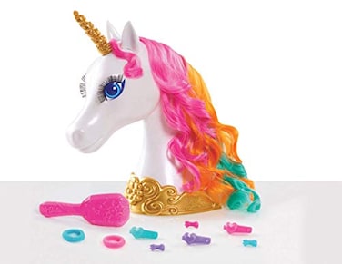 Barbie Dreamtopia 12-inch Unicorn Styling Head with Accessories, 10-pieces, Rainbow Hair, Kids Toys for Ages 3 Up by Just Play