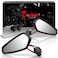 MZS Motorcycle Bar End Mirrors, Red 7/8 Universal Rear View Mirror Standard Hollow Side Compatible with Street Sport Naked Road Bike Cruisers Touring Scooter