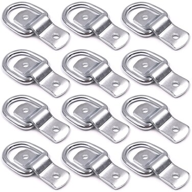 12 Pack D-Ring Tie Downs, 1/4" D-Rings Anchor Lashing Ring for Loads on Trailers Trucks RV Campers Vans ATV SUV Boats Motorcycles etc Vehicles, Heavy Duty Tie Down Ring with Mounting Bracket